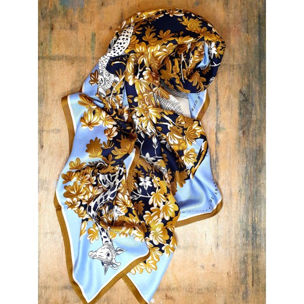 Inoui Editions šilko ir modalo skara BESTIAIRE GOLDEN BROWN